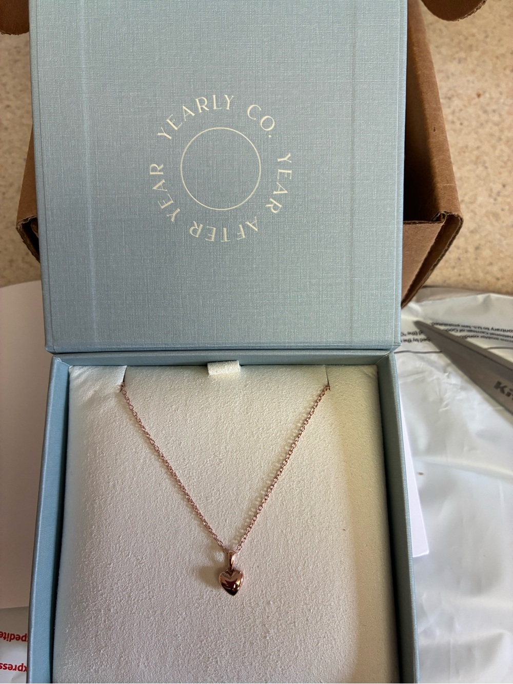 Yearly Co. 14 k Rose Gold Heart Pendant Necklace